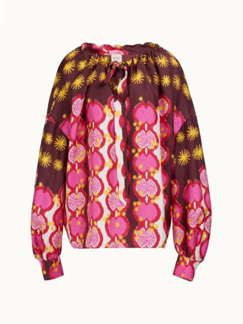 Tod's BLOUSE IN SILK - WHITE, RED, PINK