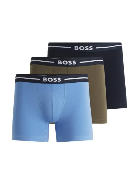 BOSS THREE-PACK OF BOXER BRIEFS WITH LOGO STRIPE WAISTBANDS