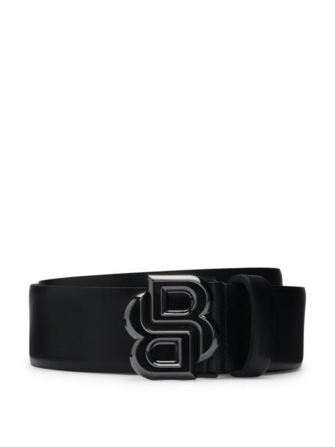 BOSS ITALIAN-LEATHER BELT WITH DOUBLE B MONOGRAM BUCKLE