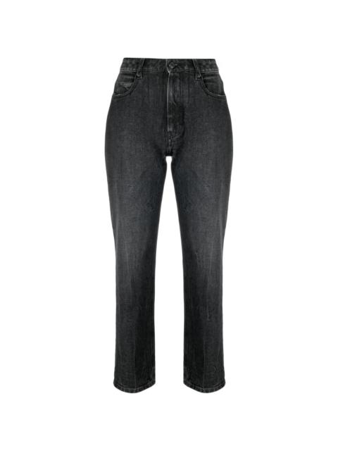 high-waisted straight-leg jeans