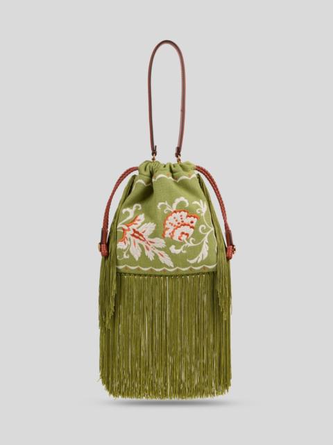 Etro SMALL LINEN-BLEND KALISPERA BAG WITH EMBROIDERY AND FRINGES