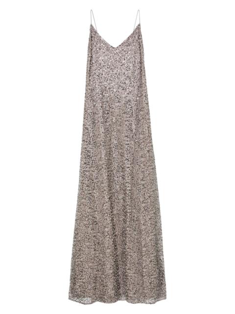 REISS Women's Faye Sequined V-Neck Gown - Silver