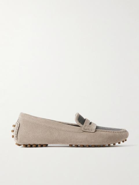 Brunello Cucinelli Bead-embellished Suede Loafers