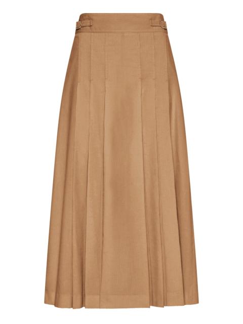 GABRIELA HEARST Wesley Pleated Skirt in Camel Sea Island Cotton Corduroy
