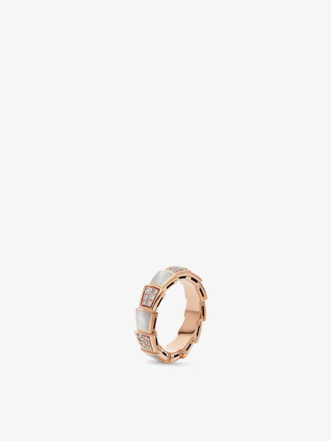 Serpenti Viper 18ct rose-gold, 0.34ct brilliant-cut diamond and mother of pearl ring