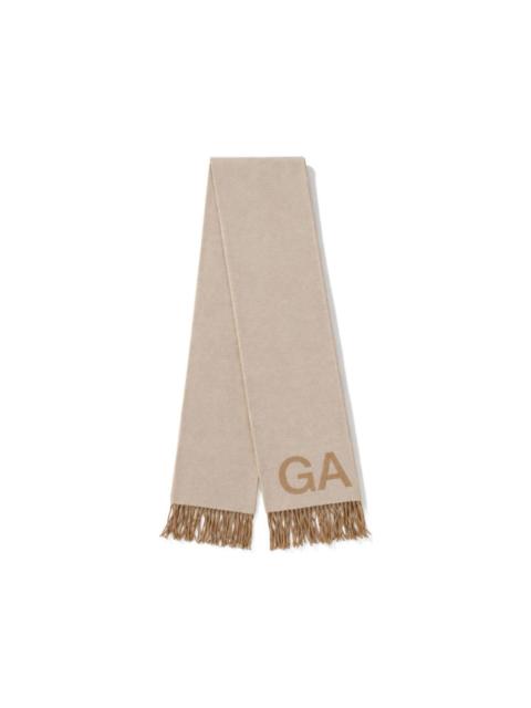 GANNI ivory fringed scarf
