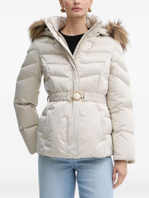 GUESS USA fur-trim belted jacket