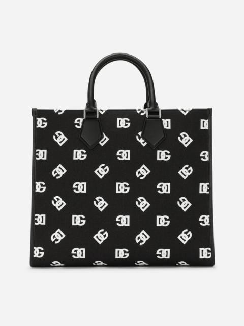 Large canvas shopper with all-over DG logo
