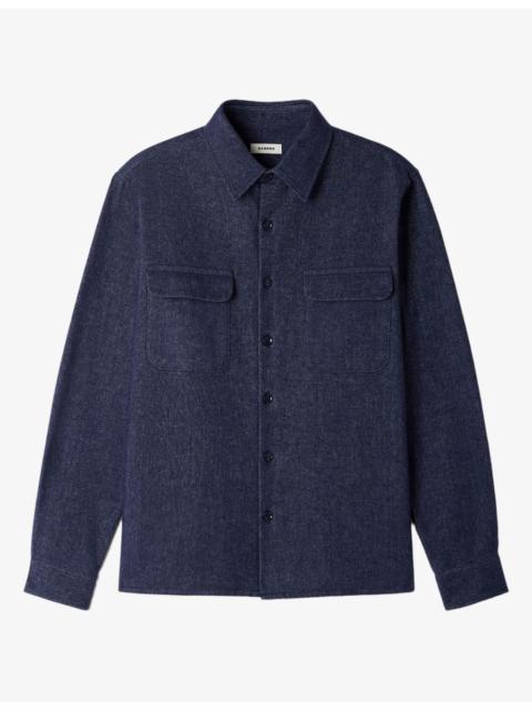 Sandro Flannel Long-Sleeve Cotton Shirt