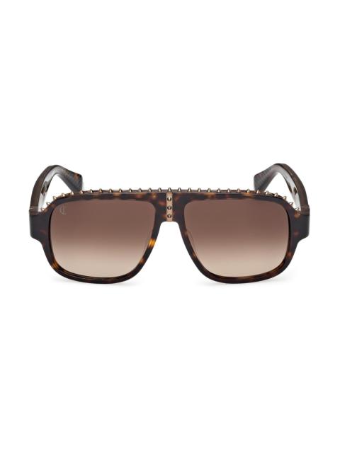 Christian Louboutin Men's Studded 57MM Sunglasses - Havana Brown