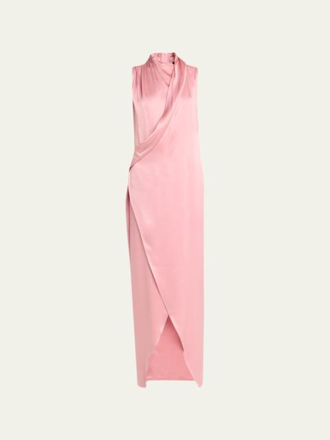 GIORGIO ARMANI Draped Cowl-Neck Silk Gown