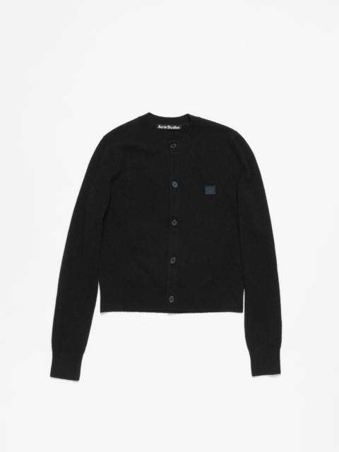 Wool crew neck cardigan - Black