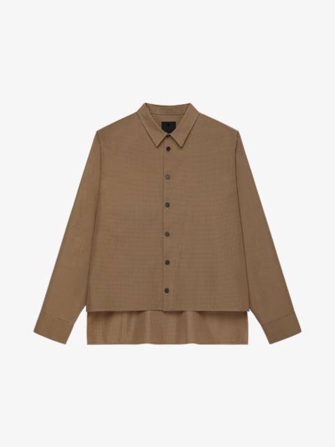 OVERSIZED SHIRT IN TECHNICAL FIBER WITH HOUNDSTOOTH PATTERN