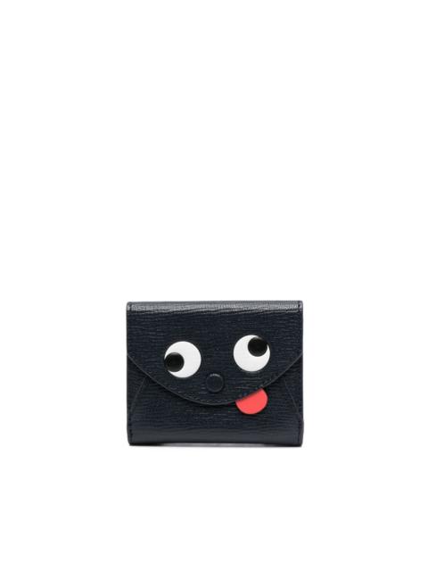 face-motif faux-leather wallet