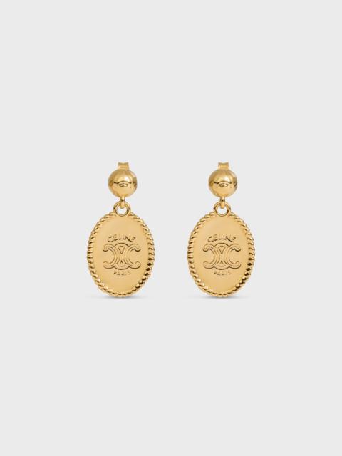 CELINE TRIOMPHE MEDAL EARRINGS IN BRASS WITH GOLD FINISH