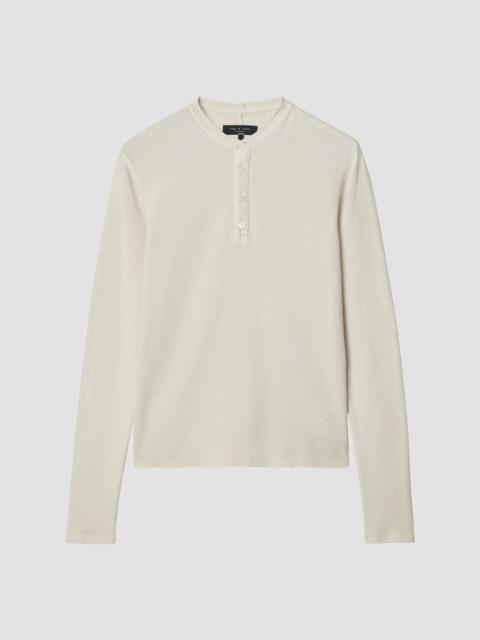 rag & bone Men's Classic Textured Knit Henley Top - Chalk
