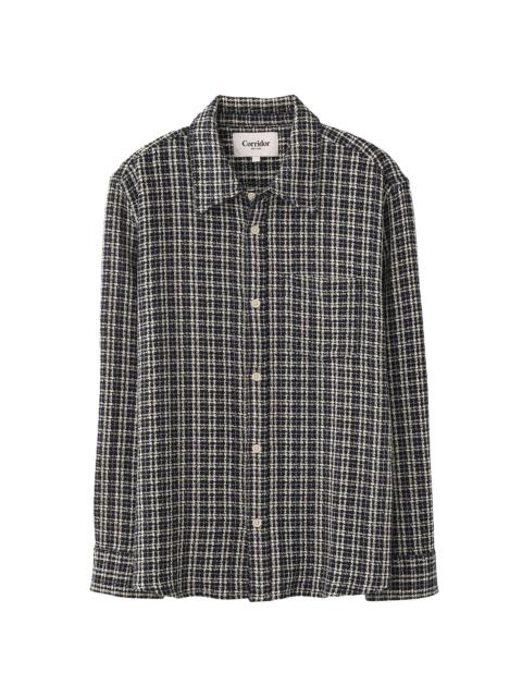 Corridor Men's Snow Check Reverse Tweed Shirt - Blue