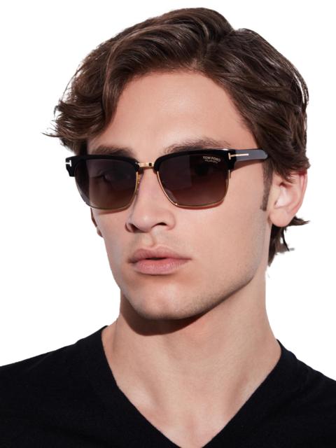 TOM FORD Men's River 57MM Square Sunglasses - Black