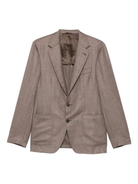 Canali herringbone patch-pocket jacket