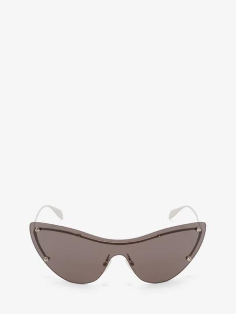 Alexander McQueen Women's Spike Studs Cat-eye Mask Sunglasses in Smoke/silver