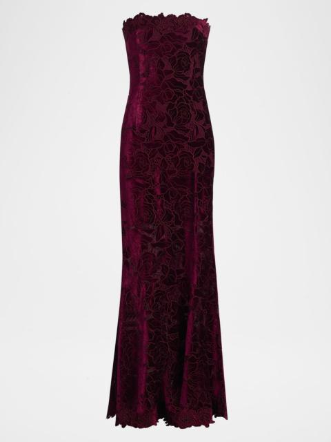GENERATION LOVE Tamara Strapless Velvet Lace Gown