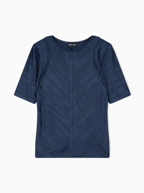 GIORGIO ARMANI JUMPER SLIM-FIT JACQUARD VISCOSE T-SHIRT WITH TANK EFFECT