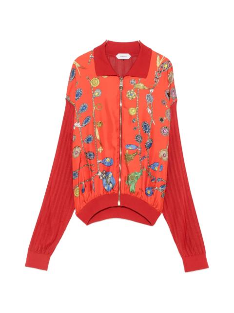 VERSACE Versace Jewellery-print Pleated-sleeve Cardigan