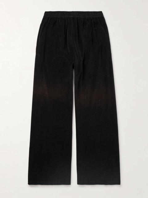 Acne Studios Fega Wide-Leg Logo-Embossed Cotton-Blend Velour Track Pants