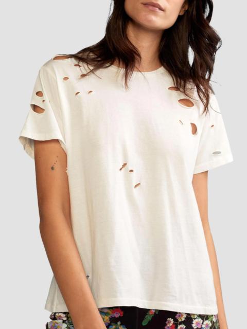 CYNTHIA ROWLEY Women's Distressed Cotton T-Shirt - White