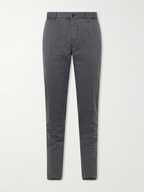 SLOWEAR Slim-Fit Tapered Stretch-Cotton Gabardine Trousers