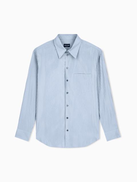 GIORGIO ARMANI STRIPED COTTON AND SILK SHIRT