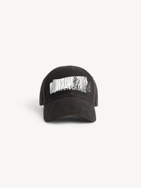 BALENCIAGA Men's Silver Tape Balenciaga Back Cap in Black