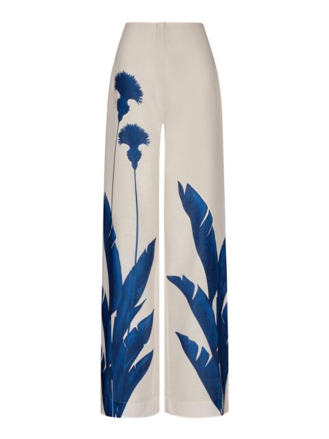 ANDRES OTALORA Ritmica Linen Wide-Leg Pants blue