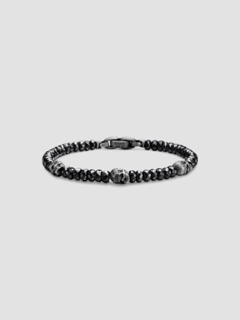 DAVID YURMAN Men's Memento Mori Skull Station Bracelet in Sterling Silver - Black Spinel