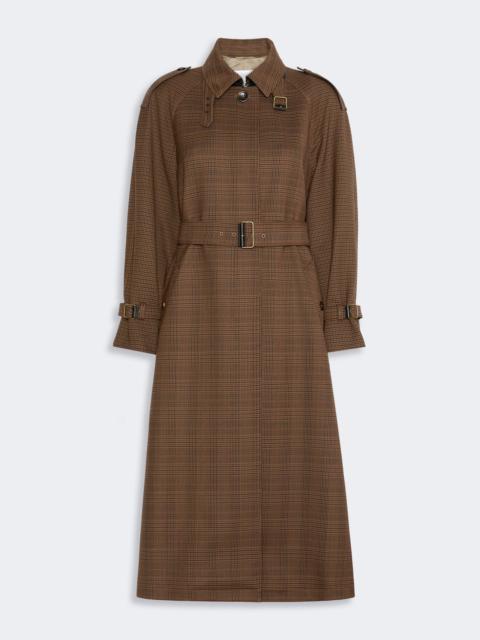 Max Mara SCOGLIO Glen plaid wool twill trench coat - TOBACCO