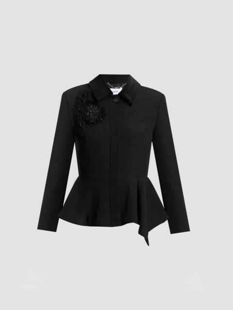 Erdem EMBROIDERED GRAIN DE POUDRE PEPLUM JACKET