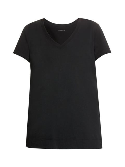 Lafayette 148 New York Modern V-Neck Short-Sleeve Cotton Jersey Tee