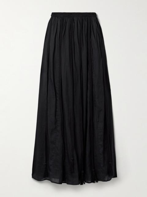 ULLA JOHNSON Corrine Crocheted Cotton-trimmed Gathered Ramie Maxi Skirt