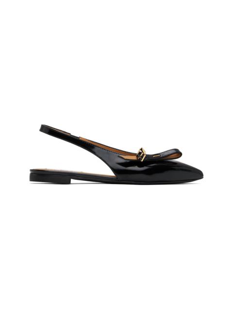 Moschino Black Buckled Bow Ballerina Flats