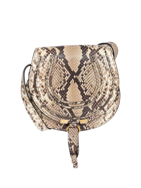 Chloé Women's Marcie Small Snake-Embossed Printed Leather Saddle Bag - Dusty Beige