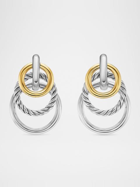DAVID YURMAN DY Mercer Triple Ring Earrings in Silver with 18K Gold, 35mm