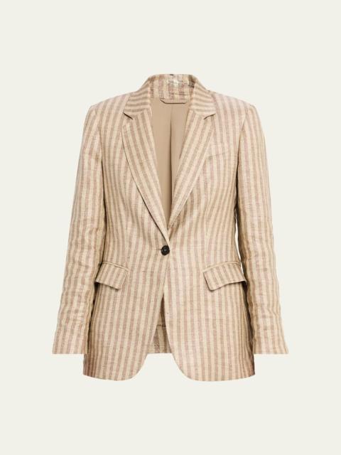 Brunello Cucinelli Sparkling Striped Single-Breasted Jacket