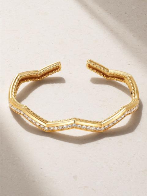 DAVID YURMAN Stax 18-karat gold diamond cuff Gold