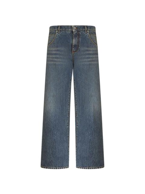 Etro wide-leg cropped cotton jeans