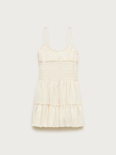 J.CREW Smocked mini dress in Hampton linen-blend