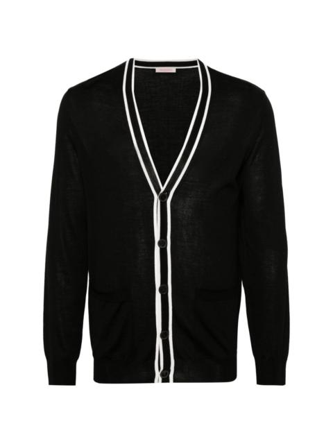 contrasting-trim virgin wool cardigan