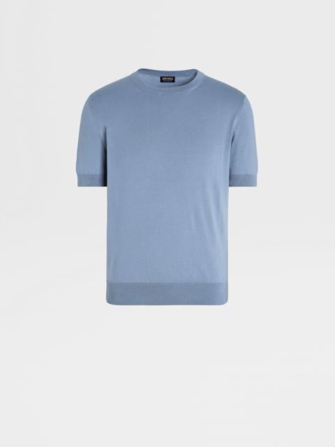 ZEGNA AVIO BLUE PREMIUM COTTON T-SHIRT