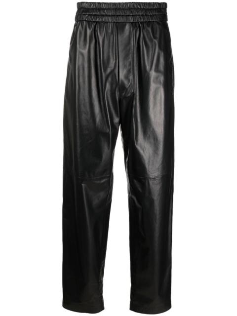 high-waist leather trousers