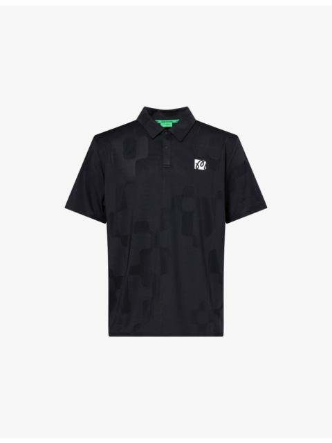 malbon Performance Mesh Paneled Woven Polo T-Shirt
