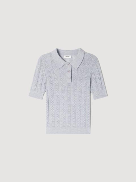 Sandro POINTELLE POLO-NECK WOOL SWEATER